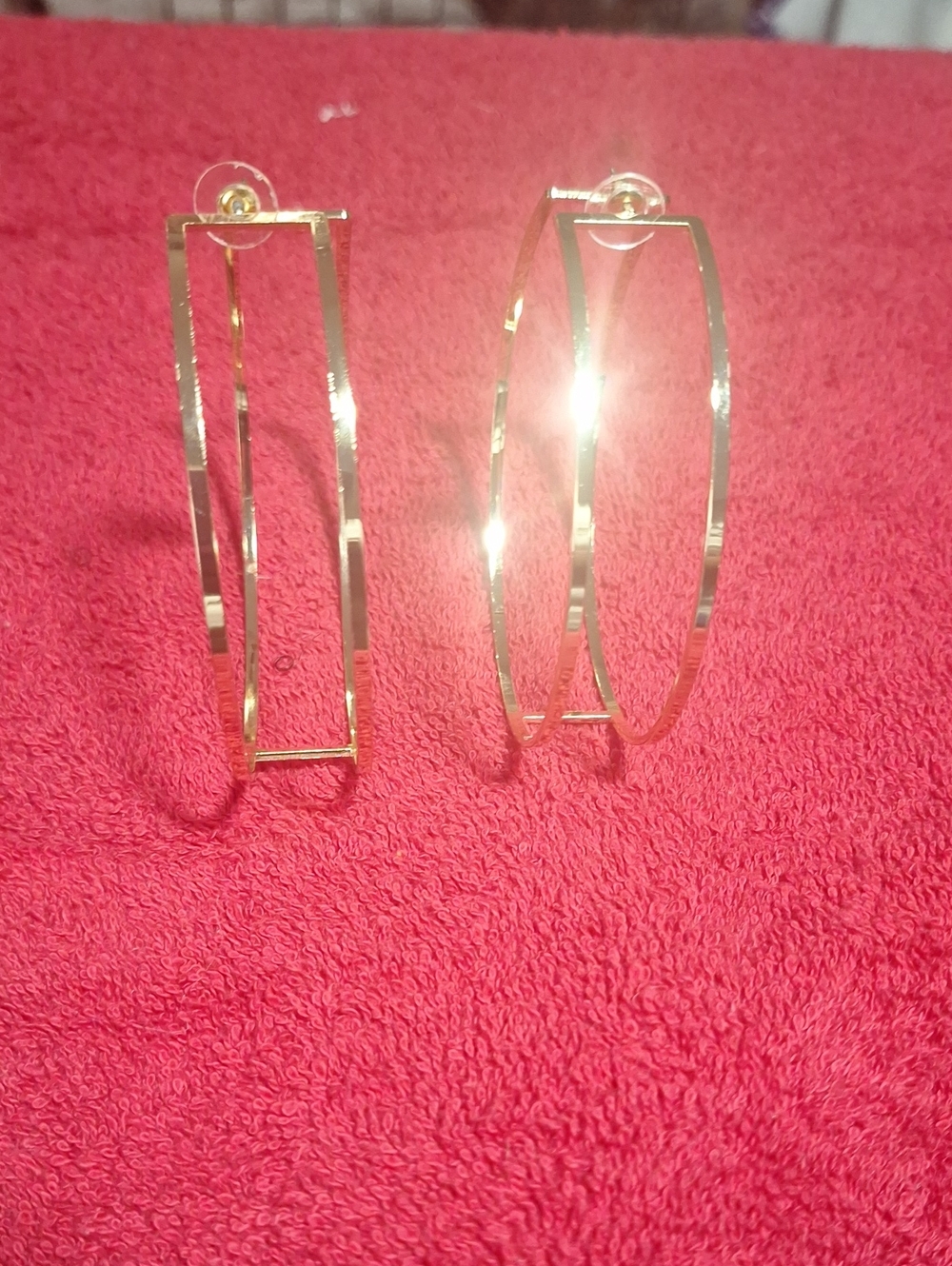 Gold Double-Hoop Geometric Drop Earrings - Sleek Gold Finish